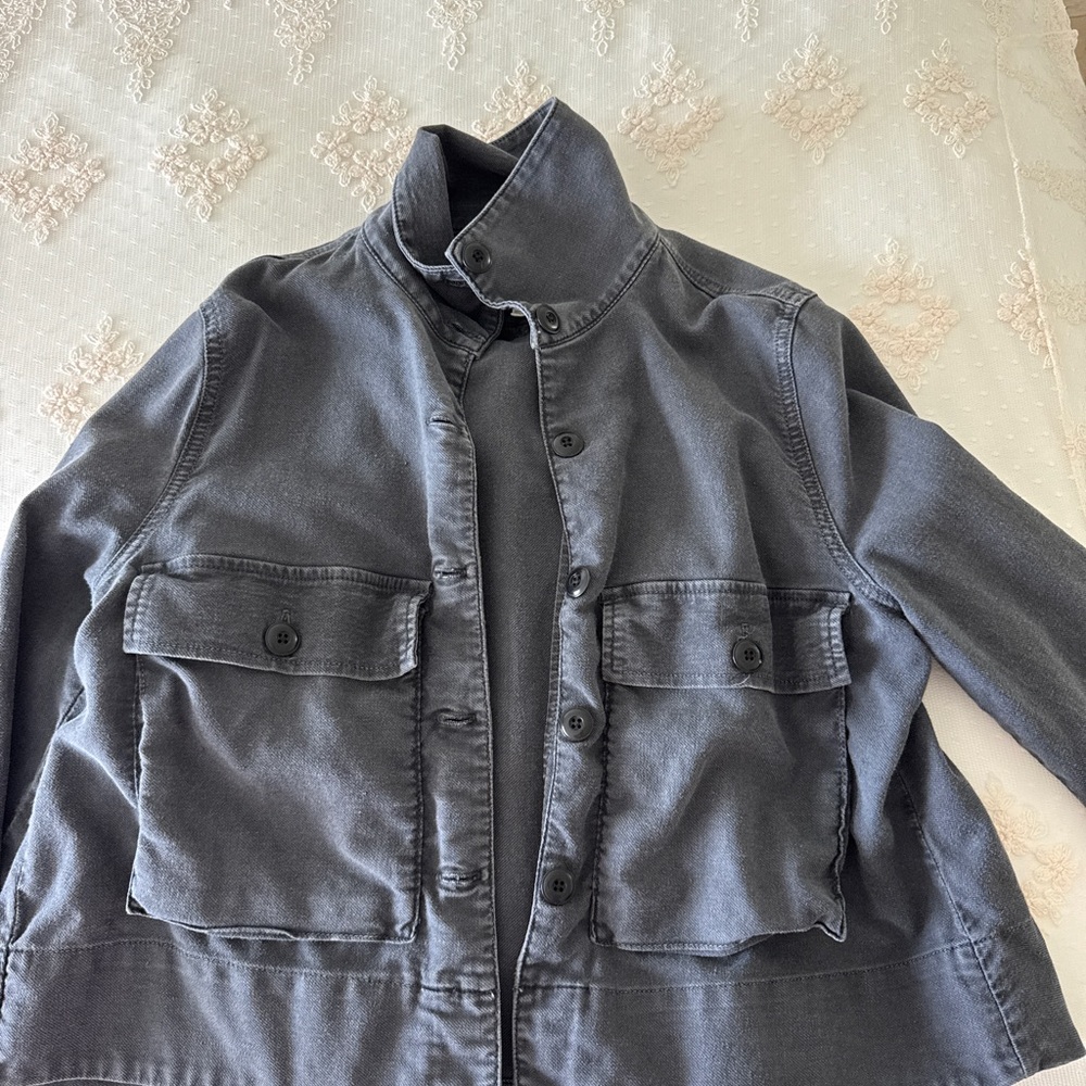 THE GREAT. Charcoal Button-Up Jacket